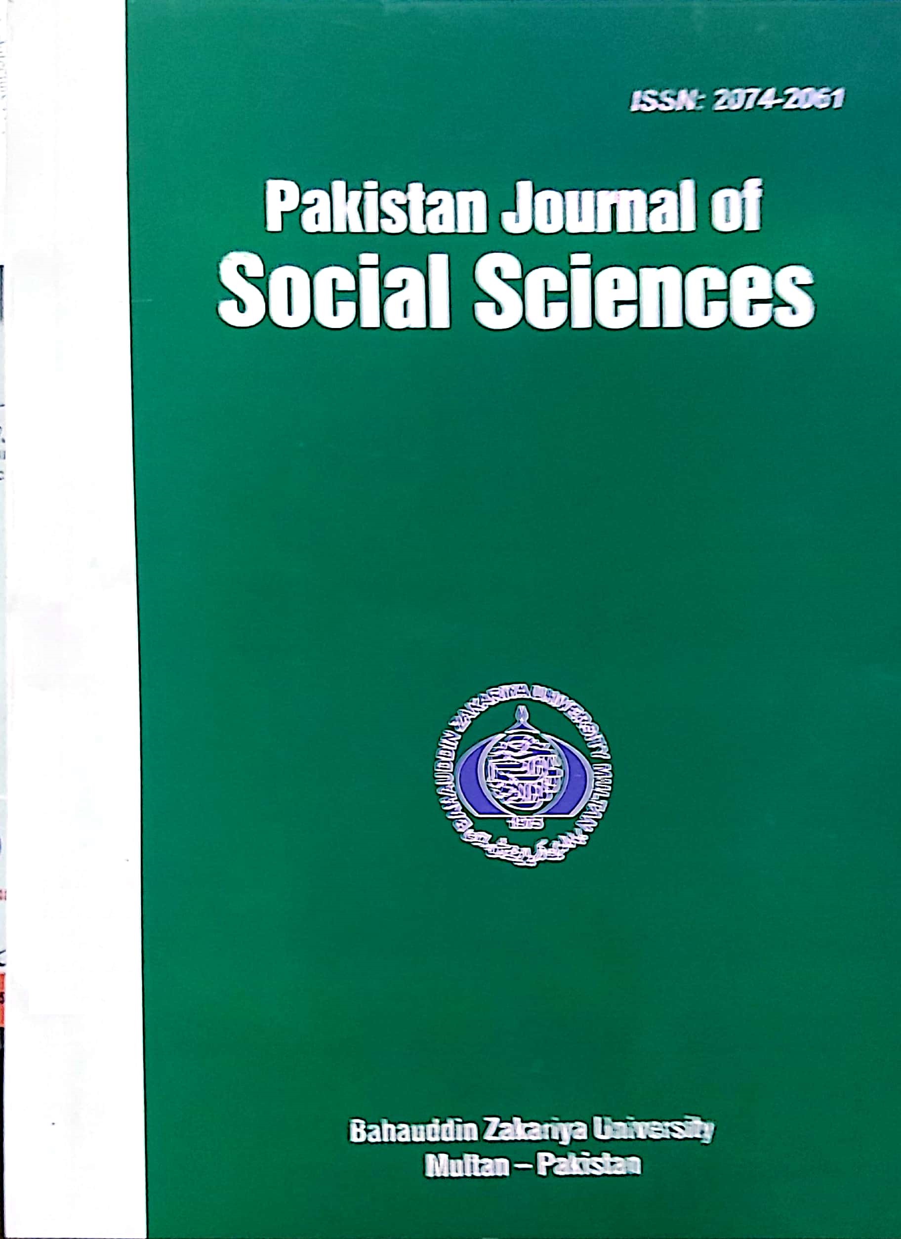 					View Vol. 37 No. 1 (2017): Pakistan Journal of Social Science
				